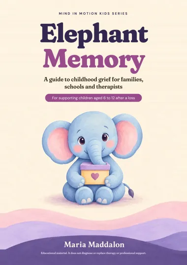 Cover of Elephant Memory, a book about grief for children by Maria Maddalon