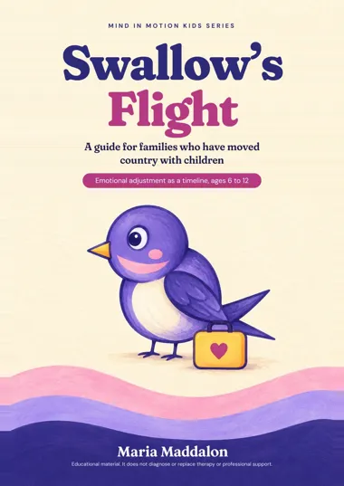 Cover of Swallow’s Flight, a book about moving home for children by Maria Maddalon